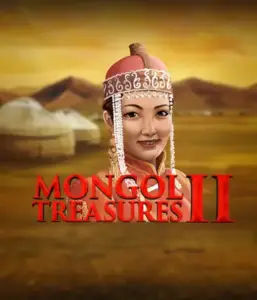 Discover the rich history of Mongolia with the Mongol Treasures 2 game by Endorphina, showcasing a stunning Mongolian woman clothed in traditional attire against a golden Mongolian steppe backdrop. This graphic evokes the beauty of Mongolian tradition, providing a memorable cultural journey. 